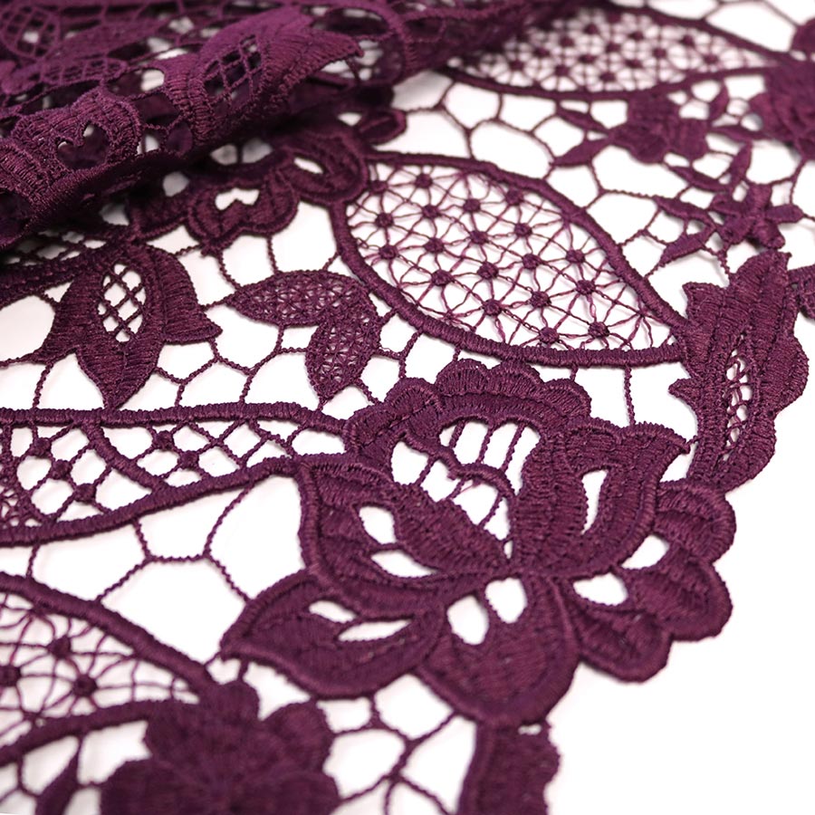 Violet lace fabric - Guipure lace - lace fabric from