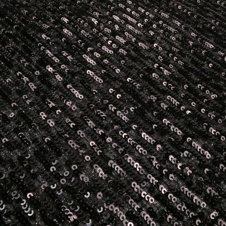 Luxury 3mm Shiny Black Metallic Sequin Fabric For Dress Of Evening 