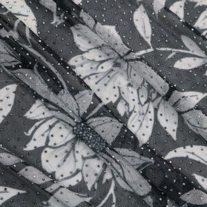 2MM Silver Stone Fabrics for Clothes Dress with Printing Flower Ground Mesh Fabric NEW-Z05240