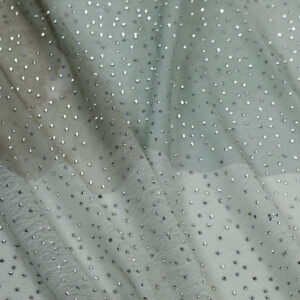 Light Green Watercolor Printing 2MM Silver Stone Fabrics for Clothes Dress with Ground Mesh Fabric NEW-Z05248